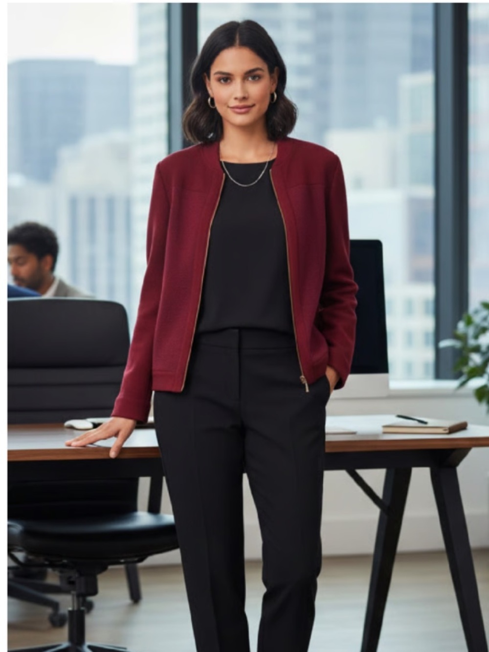 Lafayette 148 Wool Crepe Two Way Zip Front Allison Jacket